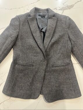 Ann Taylor Gray Ribbed Knit Tailored Blazer
